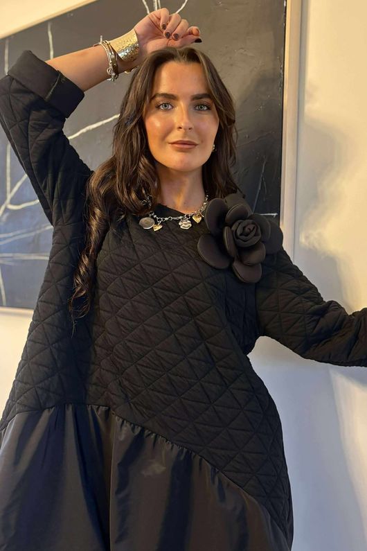 Oscar Leni Smock Dress Black